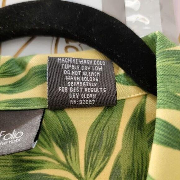 Folio Silk Hawaiian Shirt Men's Sz XL‎ Vacay Cruise Yellow Green Short Sleeve - Picture 8 of 8